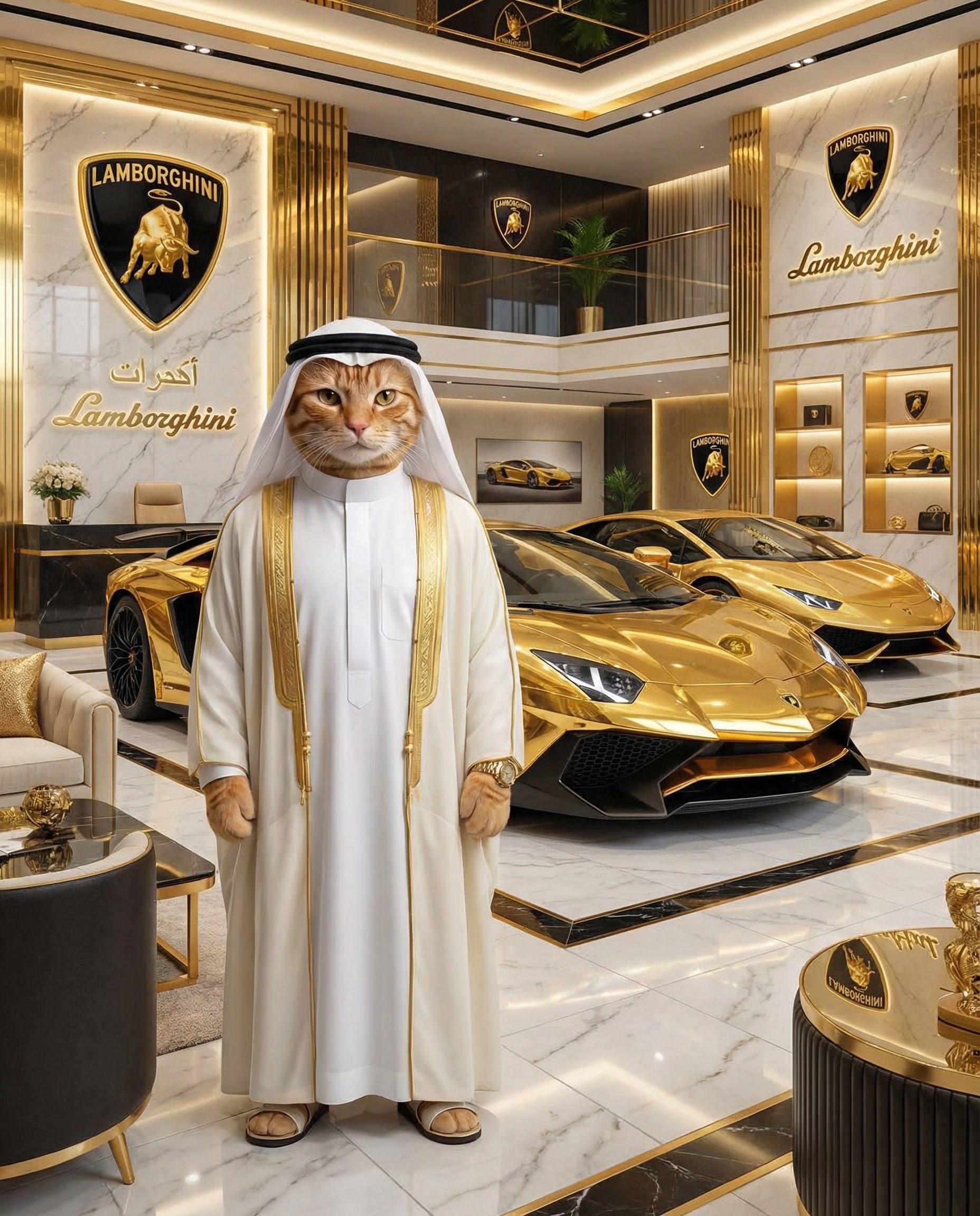 HABIBI in a gold-themed showroom